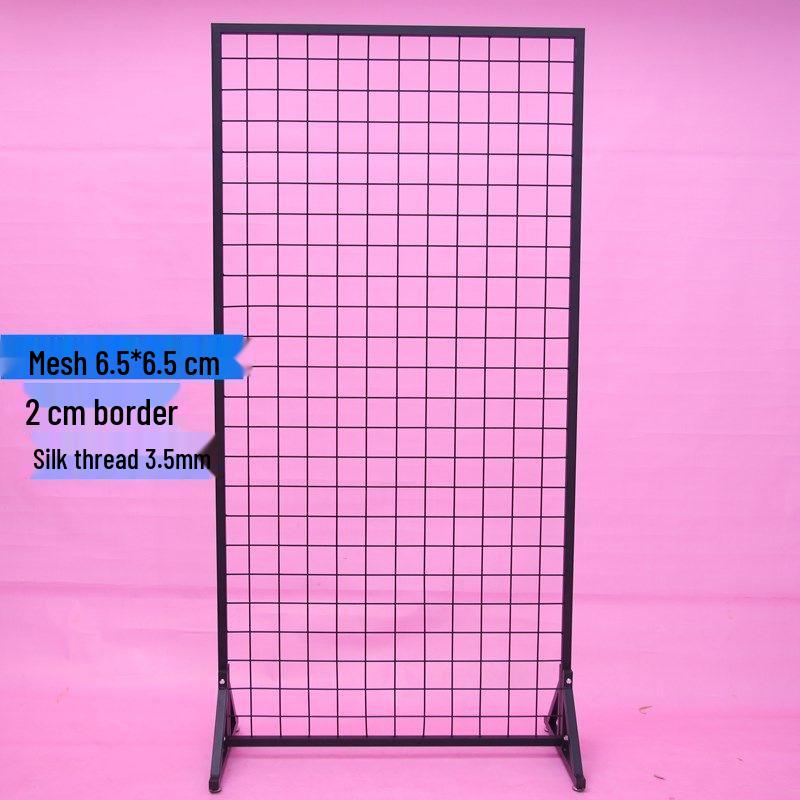 Double-Sided Wire Mesh Grid Rack: Floor-Standing Wrought Iron Display for Supermarkets, Exhibitions, Street Stalls, and Storage.