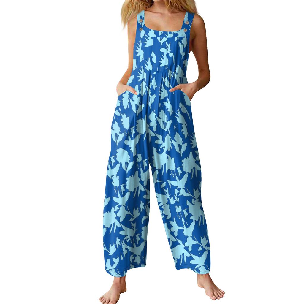 Women's Casual Jumpsuit Sleeveless Popular Floral Print Jumpsuit