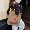 Woven Tote Bag for Women Summer Beach Handbag with Faux Leather Strap Fashion Casual Carryall