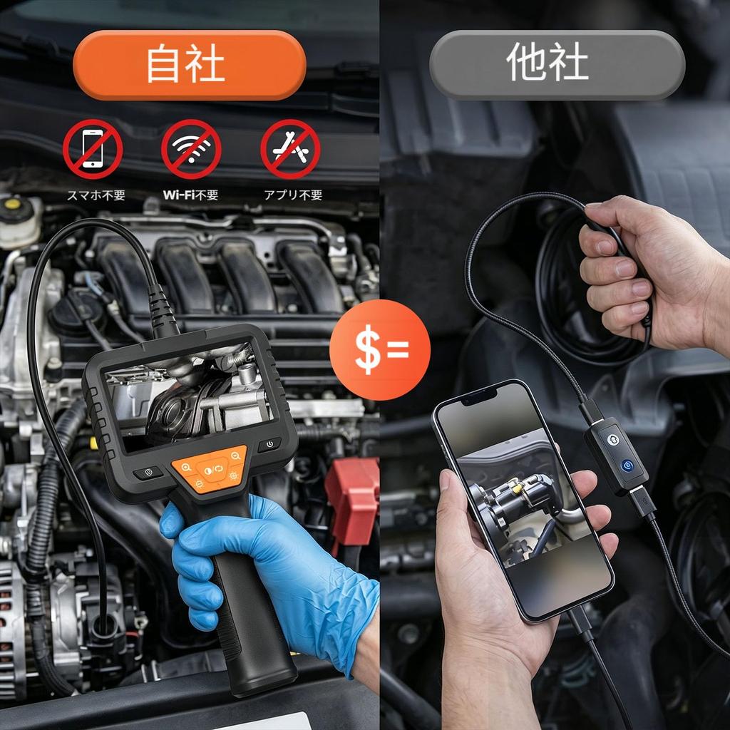 Endoscope Camera IP67 Waterproof Fiberscope Inspection IPS 1080P Drain Pipe Inspection Adjustable Snake Camera for Piping and Automotive Engines
