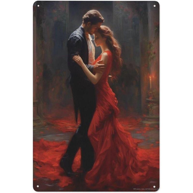 Peinture décorative métallique rétro pour la Saint-Valentin pour chambre à coucher de couples, salon, café, bar, restaurant