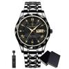 POEDAGAR Business Men's Stainless Steel Dual Calendar Quartz Watch, Casual Waterproof Luminous Men's Watch, Men's Gift