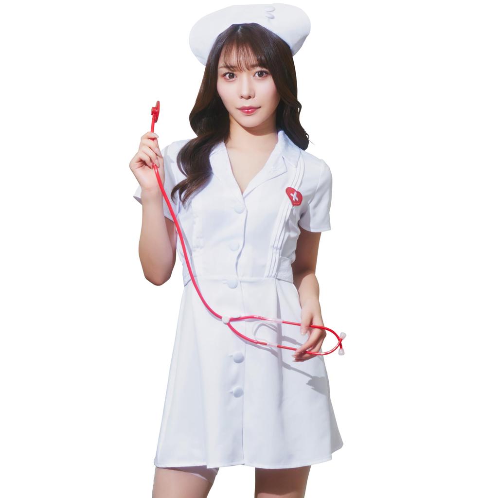 Clearstone GLOWHOLIC Cosplay Halloween Open Collar Nurse M White Women's