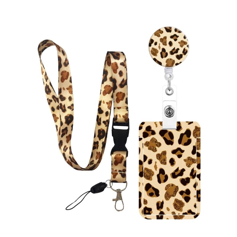 

Lanyard with Retractable Badge Reel Card Holder Leopards Print Identity Card Badge Holder with Removable Neck Lanyard 1