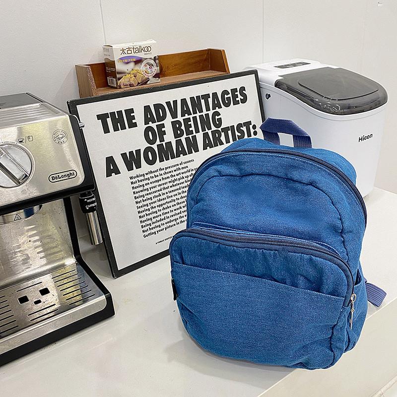 Трендовый корейский джинсовый рюкзак для детей Стильный моющийся ретро-дизайн для школы светло-синий