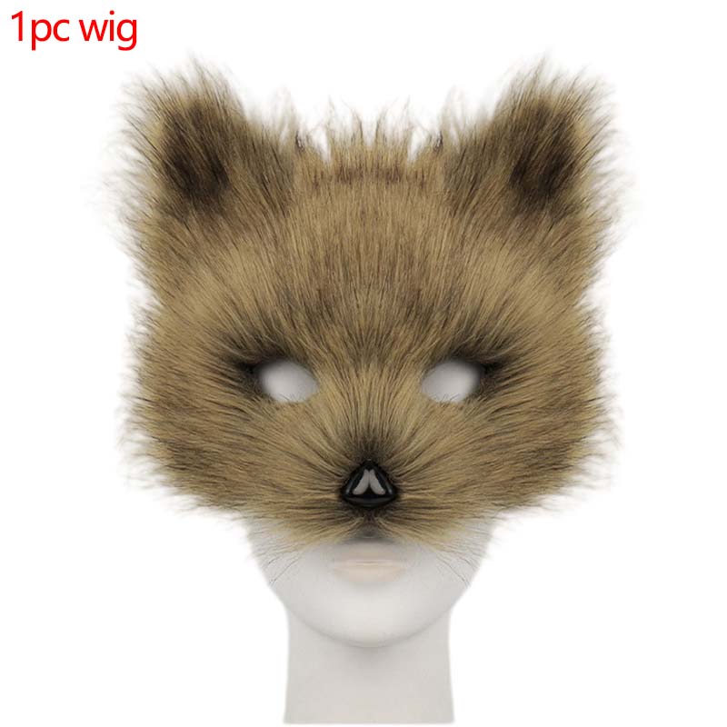 Halloween Half Face Plush Mask Artificial Fox Mask Supplies Horror Cosplay Props Carnival Cos Unisex Colorful Fox Mask For Gifts