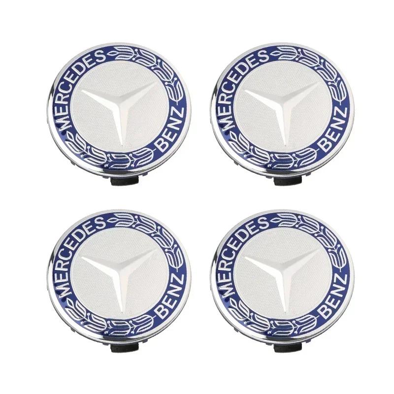 Autocollant de Voiture 4pcs 75mm Cache-Moyeu de Roue de Voiture Badge Couvercle Pour Mercedes Benz A C GLC GLA W205 W204 W203 W212 W211 W213 W210 W164