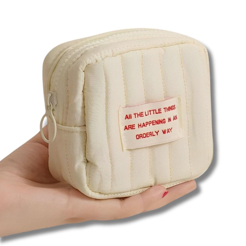 Liberte555 Compact Makeup Cute Square Mini Small Cosmetic Cute Travel Pouch Pouch, Pouch, Pouch, Pouch, (White Square)