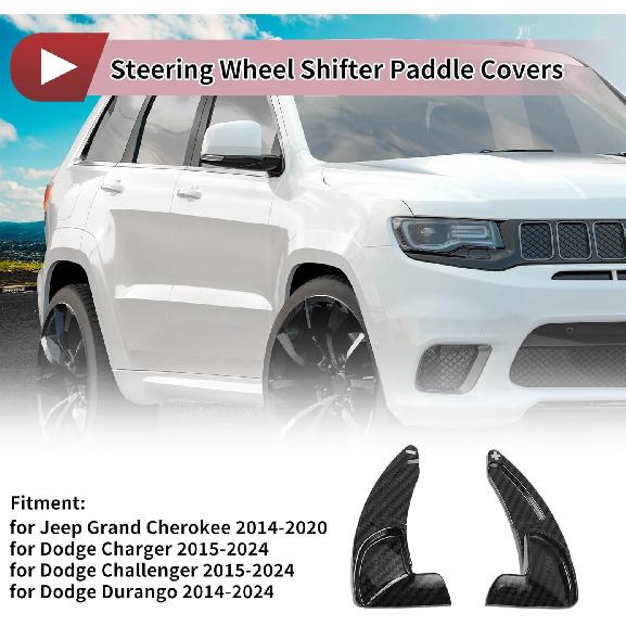 1Set Black Plastic Steering Wheel Paddles Shift Extensions Interior Accessories for Jeep Grand Cherokee 2014-2020