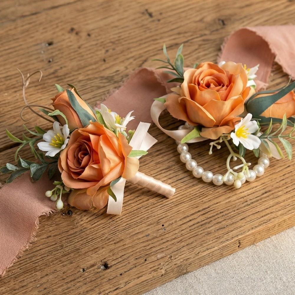 Eleganckie Sztuczne Boutonniere Kwiaty Jedwabne Kwiaty Kwiat na Piersi Pana Broszka z Róży Studniówka