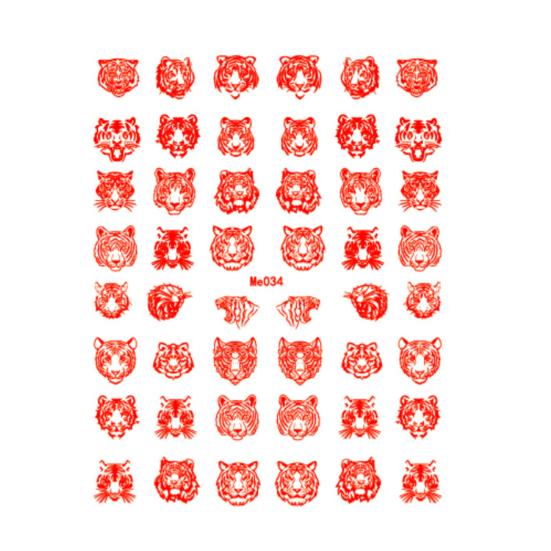Nail Sticker Vivid Cartoon Ultra Thin Watercolor Tiger New Year Slider Manicure Wraps for Manicure
