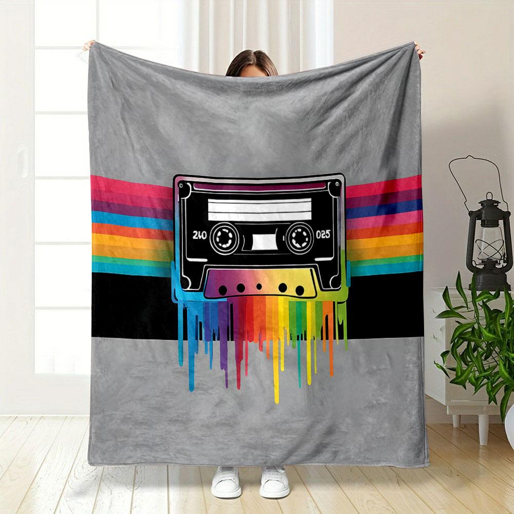 Retro Rainbow Cassette Design Print Blanket Soft and Cozy Perfect for the Living Room Bed Sofa or a Nap,gift