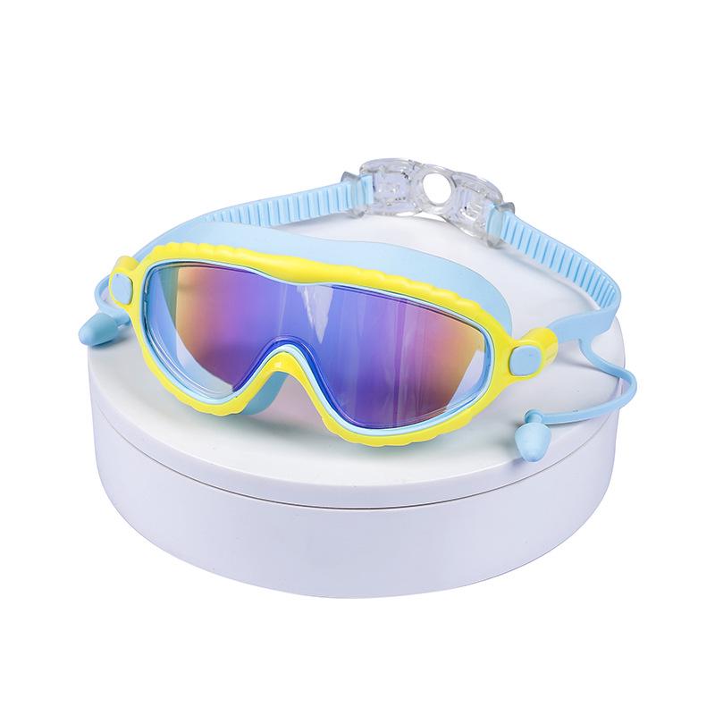 

Kids Large Frame Anti-Fog Swim Goggles with HD UV Protection, Electroplated Design for Boys and Girls синий