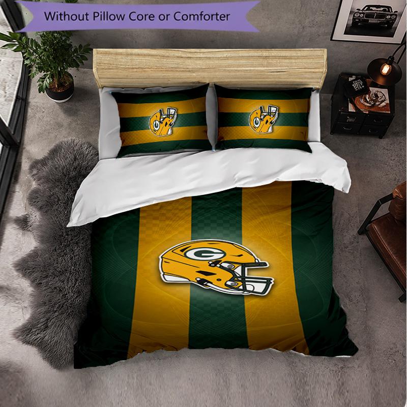 Green Bay Packers Pattern Microfiber 3Pcs Bedding Set Decor Duvet Cover Set For Bedroom Home Use