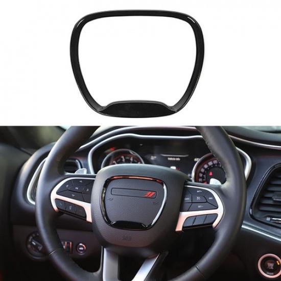 Black Steering Wheel Trim Sticker Moulding Cover for 2015-2019 Dodge Challenger