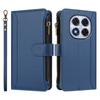 For Xiaomi Redmi Note 14 Pro 4G Leather Case 9 Card Slots Zipper Wallet Stand Phone Cover with Wrist Strap