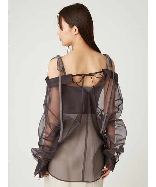FRAY Shoulder Ribbon Knit Layered Shirt FWNT252134 GRY I.D. Women's