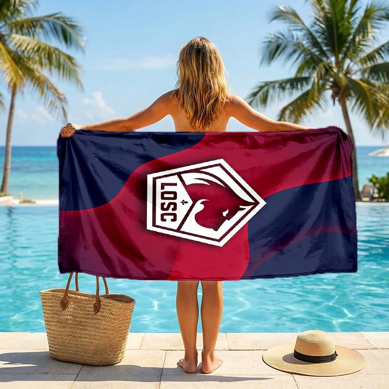 LOSC Lille FC Print Quick Dry Beach Towel Microfiber Absorbent Portable Travel Swimming Towel