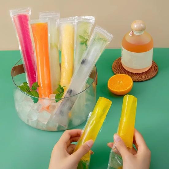 100 Pcs Disposable Popsicle Bag with Funnel Transparent Freezer Tubes for Healthy Snacks Yogurt Sticks Juice Smoothies Easy