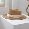 Spring and Summer Beach Flat Top Hat Women's Straw Knitted French Wide Brimmed Jazz British Sun Hats