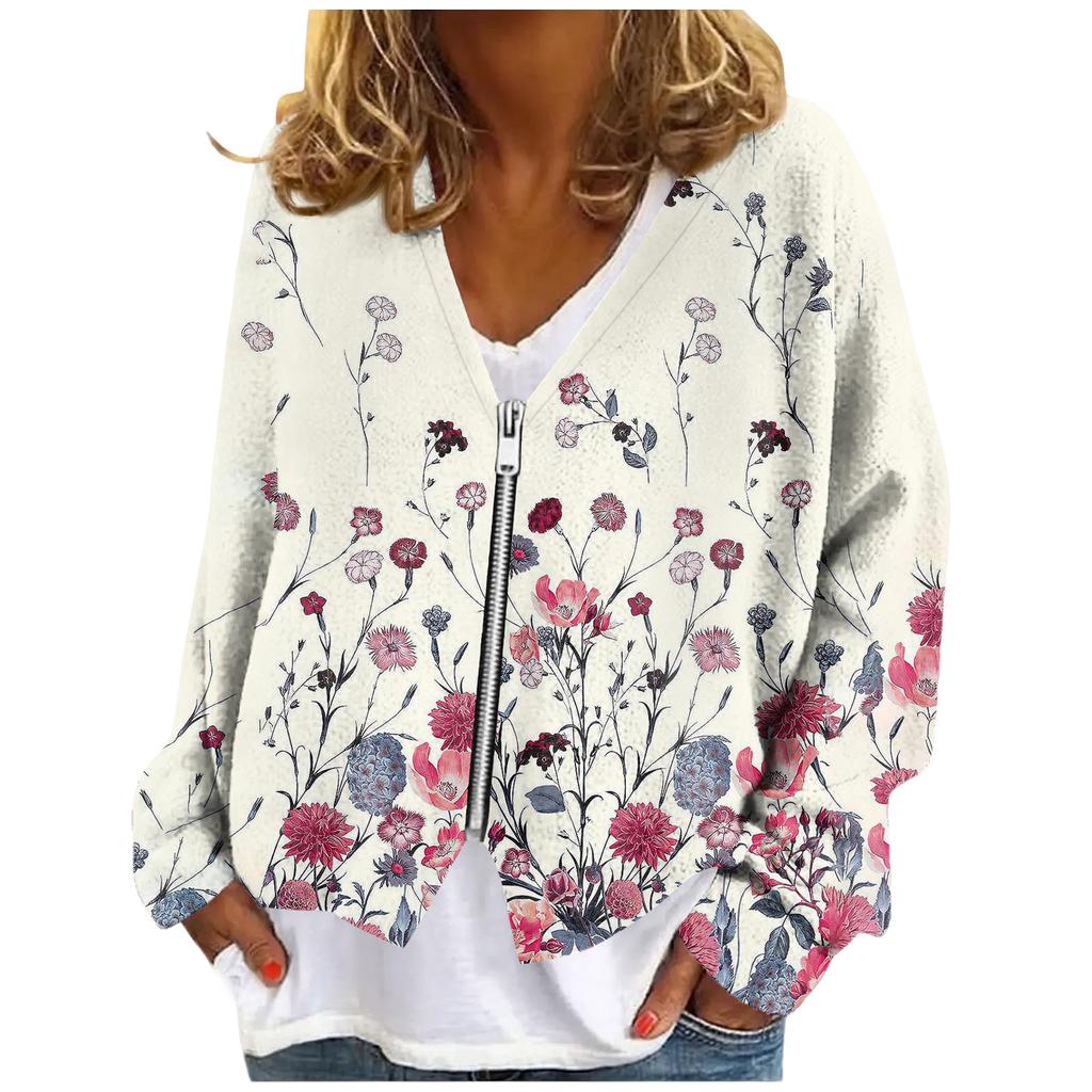 Womens Zip Up Sweaters Sweatshirts Long Sleeve Oversized Jackets Soft Casual Loose Tunic Tops