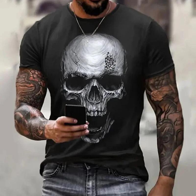 Summer Horror Skull T-shirts 3D Printed Men's Women Casual Short Sleeve Round Neck T Shirt Oversized Tees Tops Man Clothing