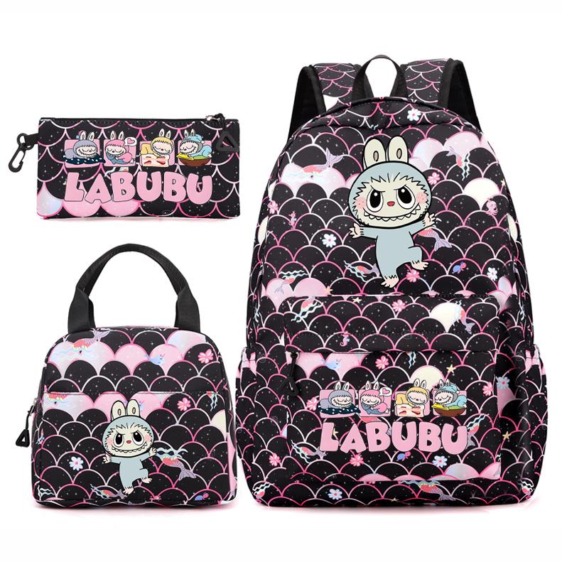 3Pcs/set Backpack for Girl School Teen Student Knapsack Women Rucksack with Lunch Bags Pencil Bag Fish Scale Style Bags