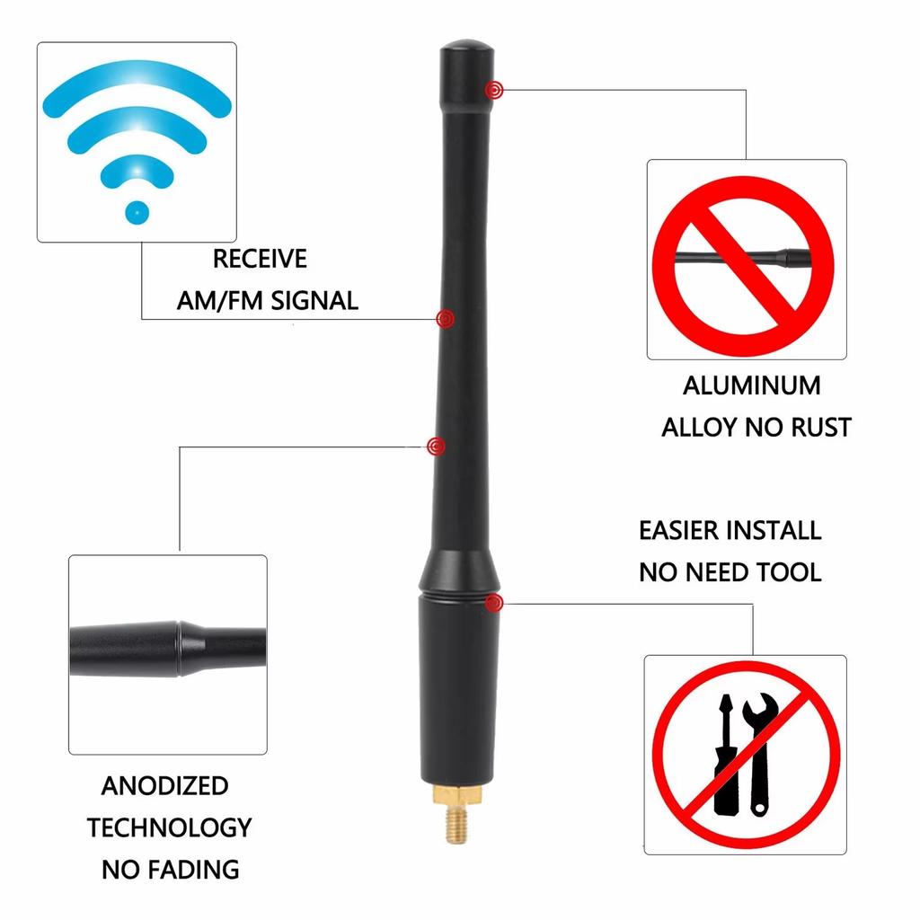 6 Inch Short Antenna Aerial Base Set For Jeep Wrangler JK JKU JL JLU JT Rubicon Sahara 2007-2025 Bracket Car Parts Accessories