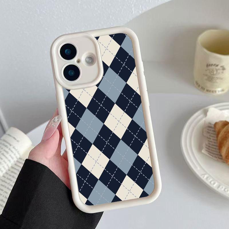 

Blue & White Diamond Pattern iPhone Case for 13, 14 Pro, 15, 16 Pro Max, 17 - Stylish & Trendy Design iPhone 15 Pro білий/алмаз
