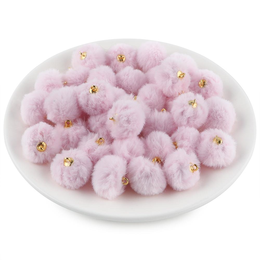 20pcs Plush Fur Cover Ball Beads Charms Cute Bead Pendant for DIY Jewelry Making Accessories Handmade Earring Bracelet