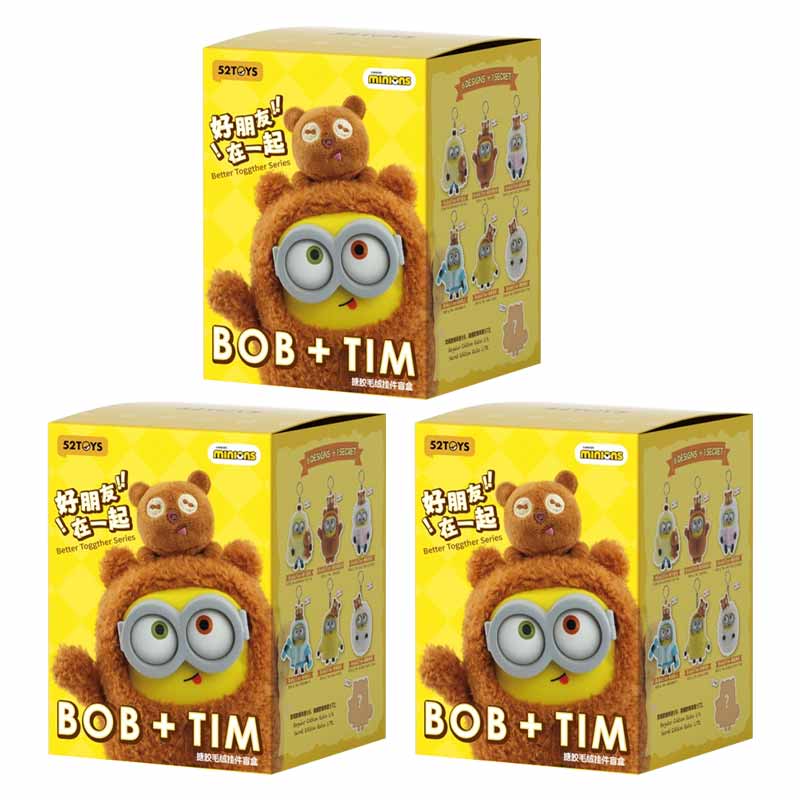 52Toys Bob&Tim Minions Better Toggther Series Movie Character Cute Doll Backpack Pendant Toy Mystery Box Surprise Periphery Gift