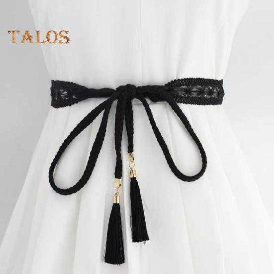 Kjolebelte for kvinner Flettet blonderdekorert duskende ende Midjebånd Ensfarget midjesnor Kostymetilbehør