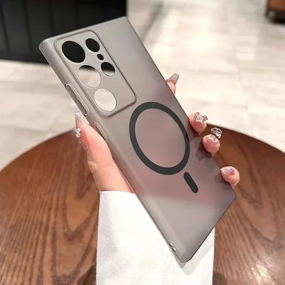 Harte PC Matte Schlanke Hülle für Samsung Galaxy S24 S23 S25 Ultra S22 Plus S20 FE Magnetisch Transparent Dünne Klare Abdeckung