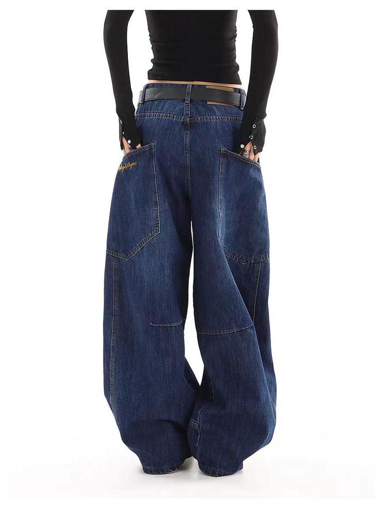 Plus Size Women's Retro Straight-Leg Jeans: Casual Wide-Leg Workwear for Spring and Autumn