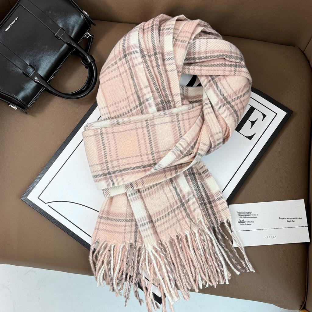 Elegant Red Plaid Scarf: Versatile High-End Shawl for Winter and Autumn