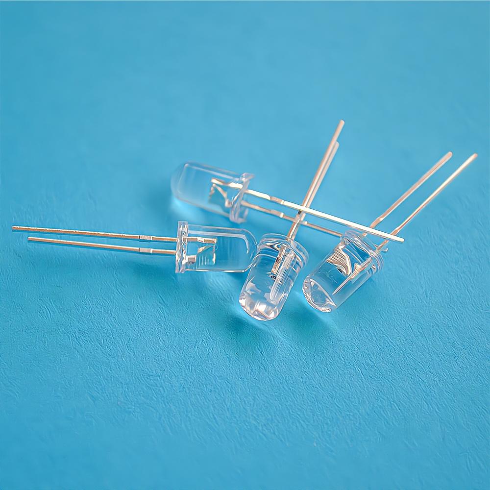 100 Stück 5mm Transparent Weiß Rot Grün Blau Rosa Rundkopf Helle Leuchtdiode LED 20000mcd 6000-6500k Licht
