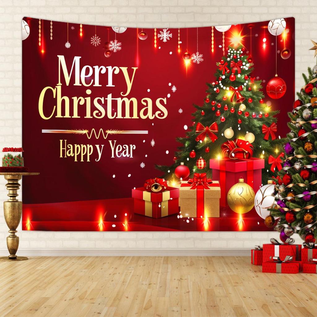 Festive Christmas Tapestry: Merry Christmas Party Banner & Backdrop Cloth Decoration