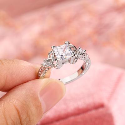 European and American Fashion Engagement Rings with Zircon Plated Platinum Jewelry
