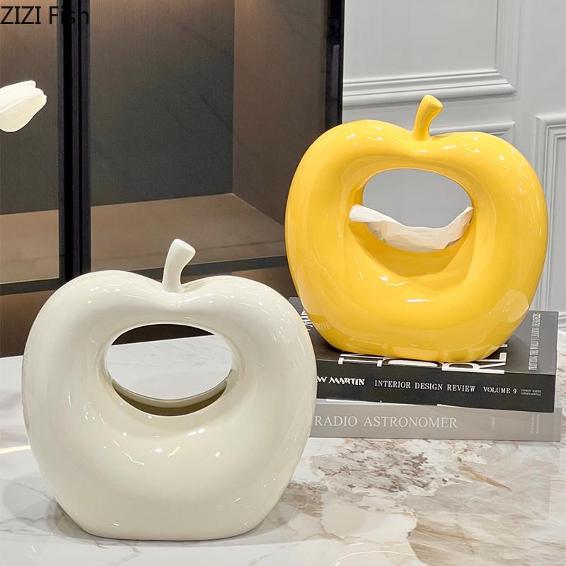 Leichter Luxus Apfel Taschentuchbox Kreatives Keramikhandwerk Esstisch Feuchttuchspender Heim Taschentuch Aufbewahrungsbox Dekoration