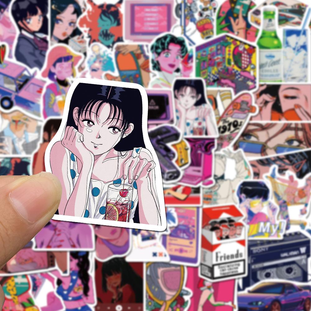 50Pcs City Pop Cartoon City Cool Girl Graffiti Stickers Decorative Mobile Phone, Refrigerator, Water Bottle Waterproof Stickers