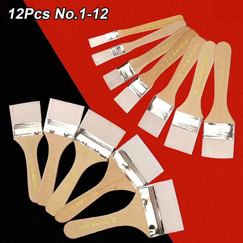 12Pcs/Set White Art Paint Brush Set Barbecue Brush  for Acrylic Oil Paint Varnishes Watercolor