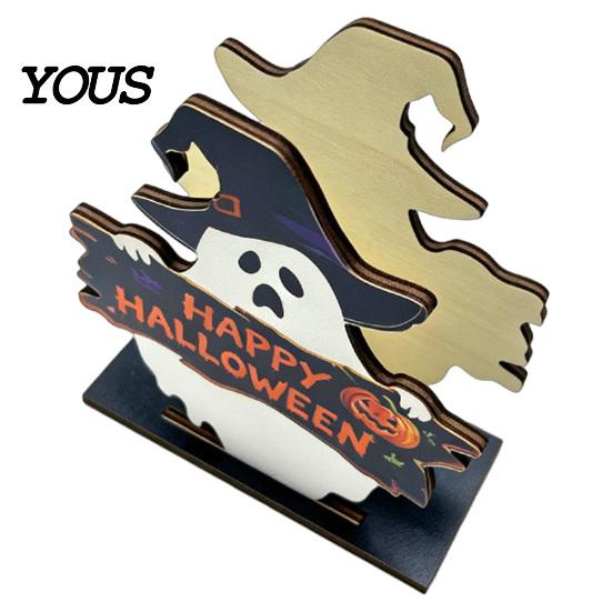 Solid Wood Paper Organizer Halloween Ghost/Cat Wooden Napkin Holder, Cute Towel Decorative Holiday Party Dining Accessories Stand, Freestanding Tissue
