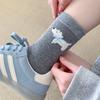 Bow Socks Medium Tube Socks Spring And Autumn Thin Pure Cotton Sweet Cute Cartoon Puppy Pile Socks Women