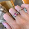 Vintage Fine Jewelry Luxury Daily Ring Light Rose Red Gemstone Rings For Women   Inlay Diamond Sweet Fine Accessories