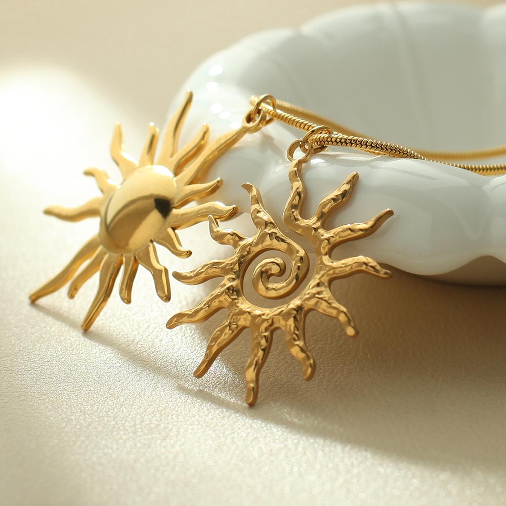 Stainless Steel Pendant Necklace for Women Spring buckle chain Sun Pendants women's Stainless Steel Zircon Birthday Gift trend