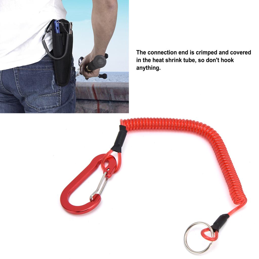 Fishing Lanyards Rope Retractable Safety Spring Coiled Ropes Keychain AccessoriesRed
