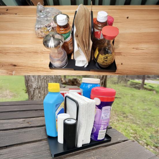 Metal Napkin Holder Black Napkin Storage Dispenser Easy To Clean Napkin Stand Kitchen Dinner Table Picnic Decor