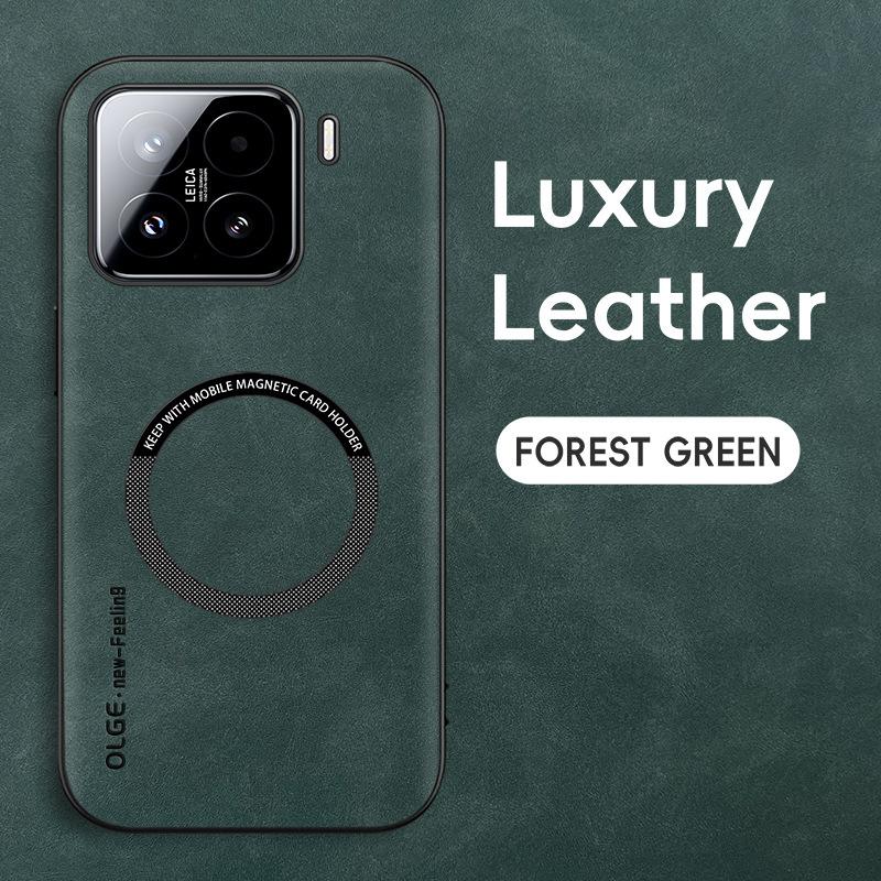 Luxusní kožené pouzdro na telefon pro Xiaomi 14T Pro Magnetické nárazuvzdorné pouzdro pro Xiaomi 15 12T Pro Měkký rámeček pro Magsafe Matný kryt