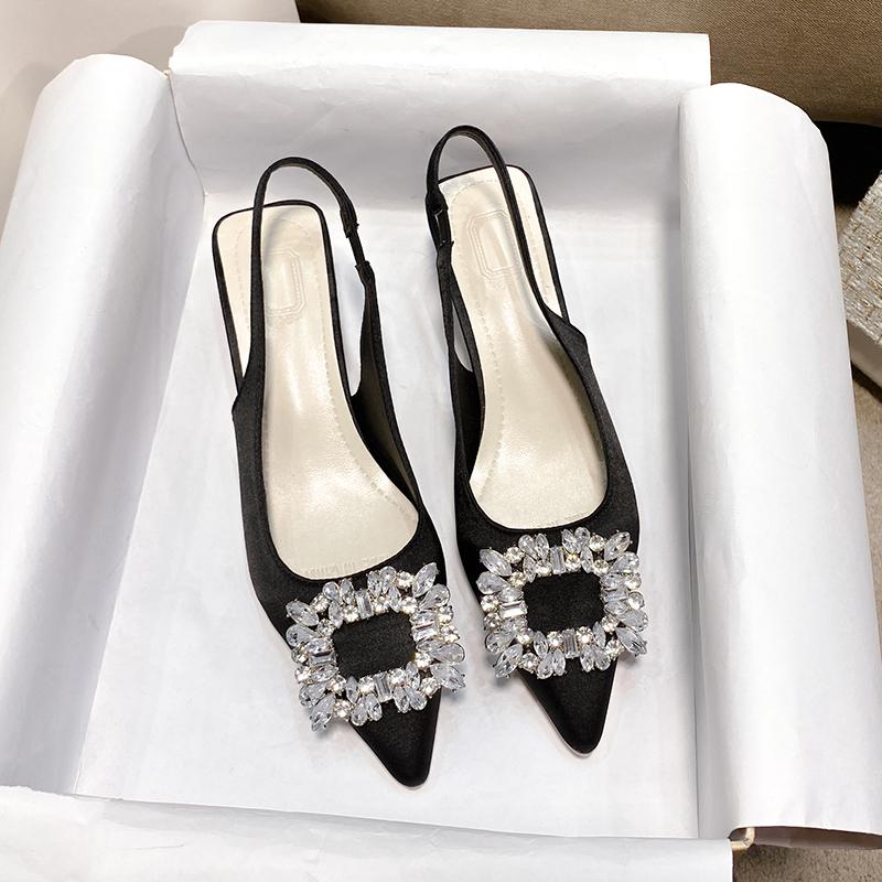 Fashion Women Slip-on High Heels Shoes Sexy Pointed Toe Office Shoes Thin Heels Soft Women's Pumps Bow-knot Green High Quality Shoes