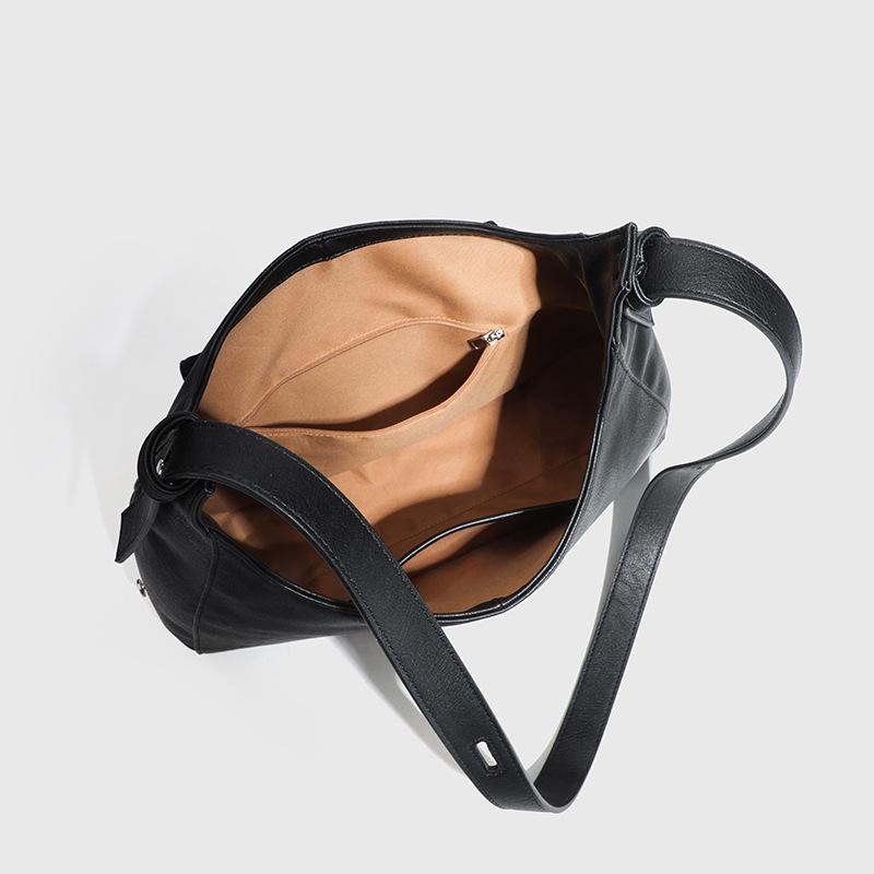 Large Tote Bag Women'S Soft Cow Leather Bag Light Luxury Niche High-End Single Shoulder Underarm Bag Messenger Bag Hobo Bag